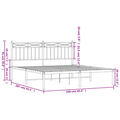 Estrutura de cama com cabeceira 160x200 cm metal preto