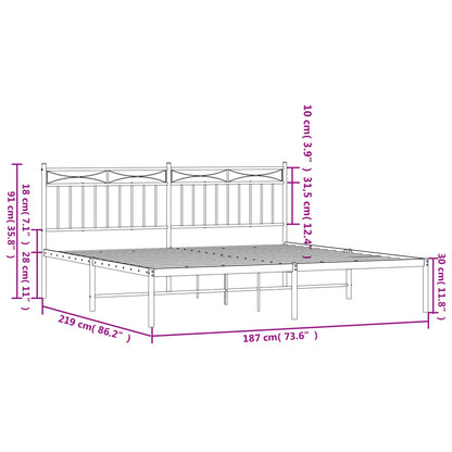 Estrutura de cama com cabeceira 183x213 cm metal preto