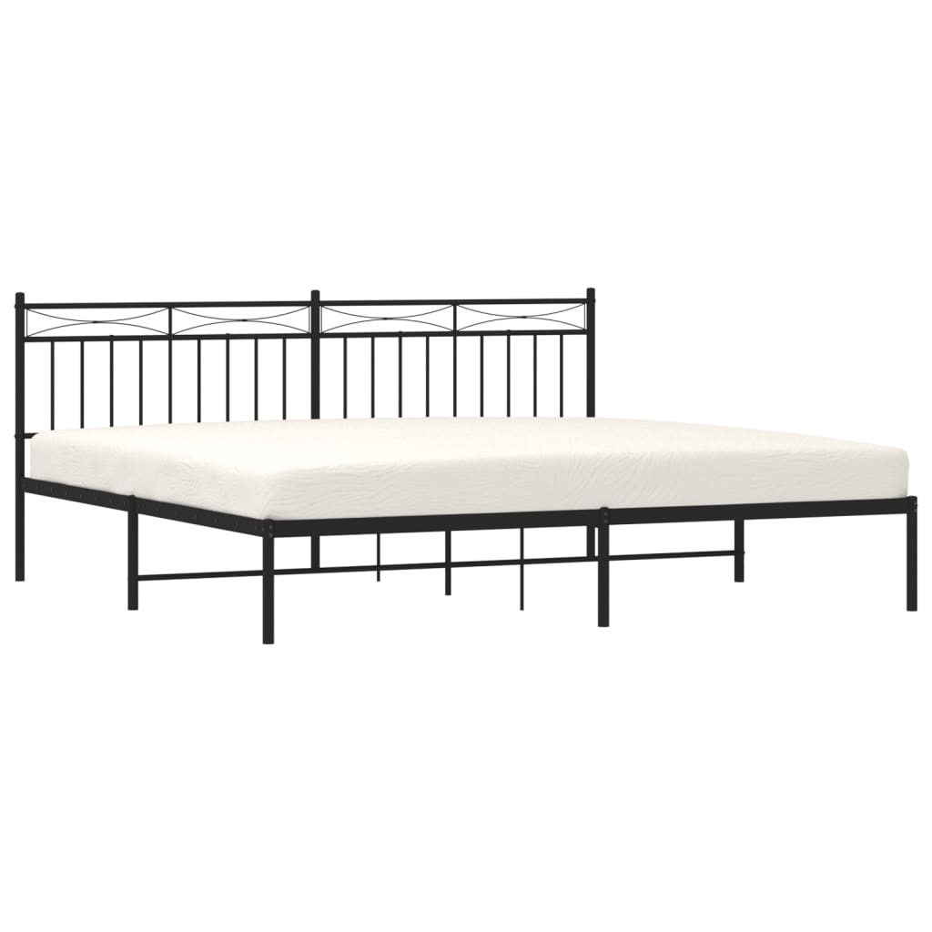 Estrutura de cama com cabeceira 200x200 cm metal preto