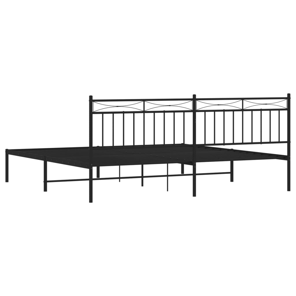 Estrutura de cama com cabeceira 200x200 cm metal preto