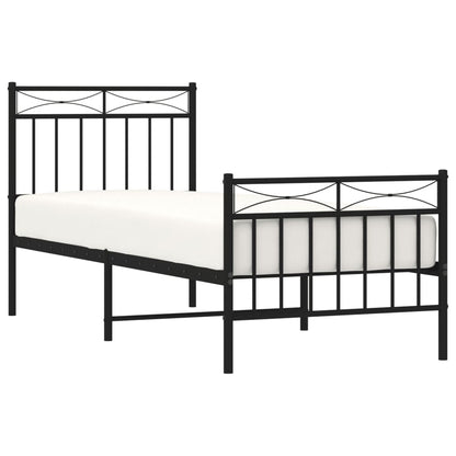 Estrutura de cama com cabeceira e pés 80x200 cm metal preto