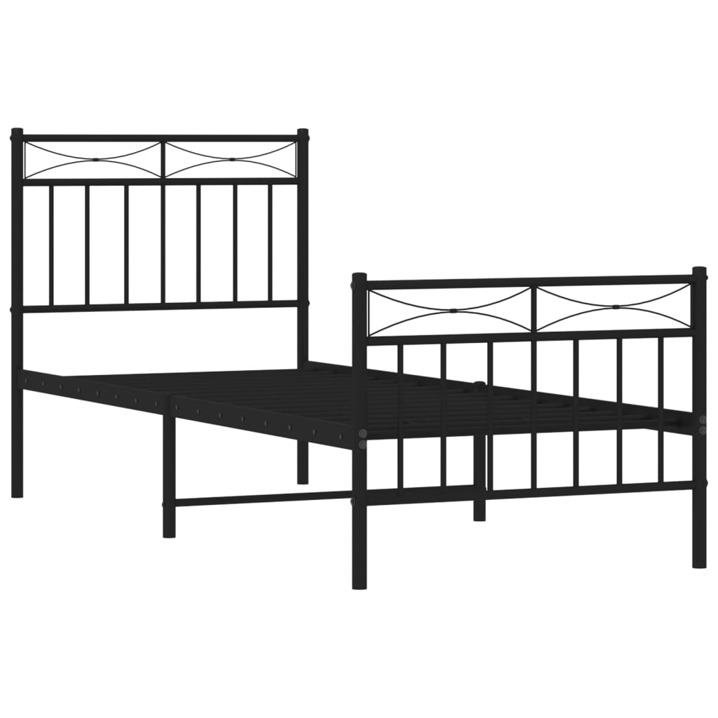 Estrutura de cama com cabeceira e pés 80x200 cm metal preto