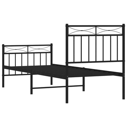 Estrutura de cama com cabeceira e pés 80x200 cm metal preto