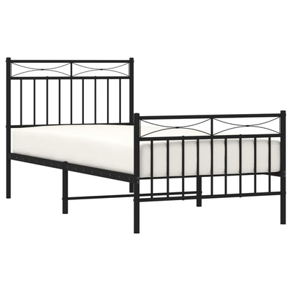 Estrutura de cama com cabeceira e pés 90x200 cm metal preto