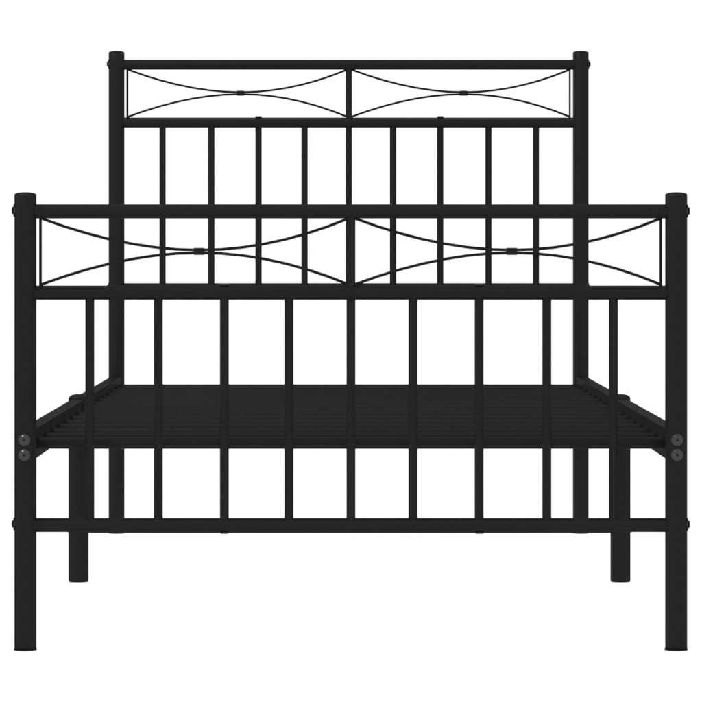 Estrutura de cama com cabeceira e pés 90x200 cm metal preto