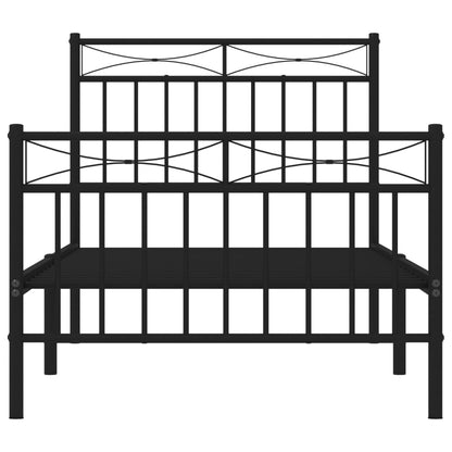 Estrutura de cama com cabeceira e pés 90x200 cm metal preto