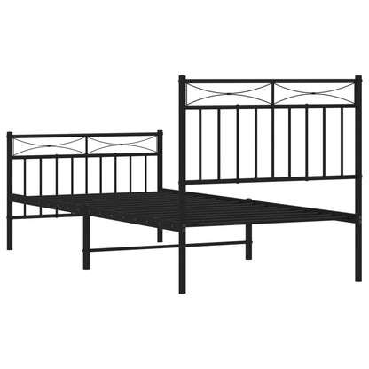 Estrutura de cama com cabeceira e pés 90x200 cm metal preto