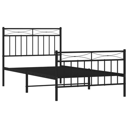 Estrutura de cama com cabeceira e pés 100x190 cm metal preto