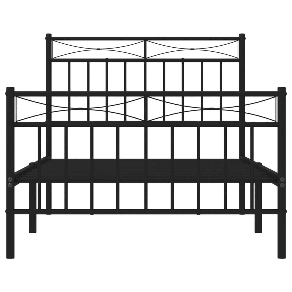 Estrutura de cama com cabeceira e pés 100x190 cm metal preto