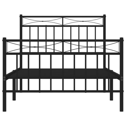 Estrutura de cama com cabeceira e pés 100x190 cm metal preto