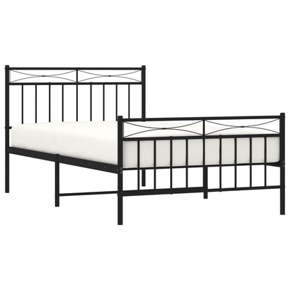 Estrutura de cama com cabeceira e pés 107x203 cm metal preto