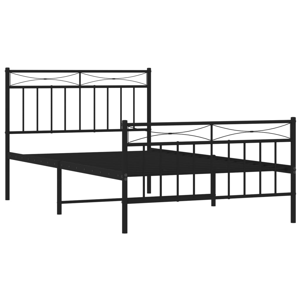 Estrutura de cama com cabeceira e pés 107x203 cm metal preto