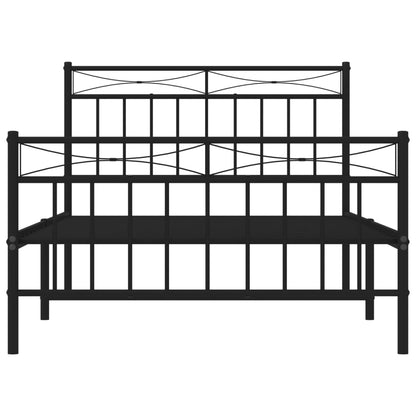 Estrutura de cama com cabeceira e pés 107x203 cm metal preto