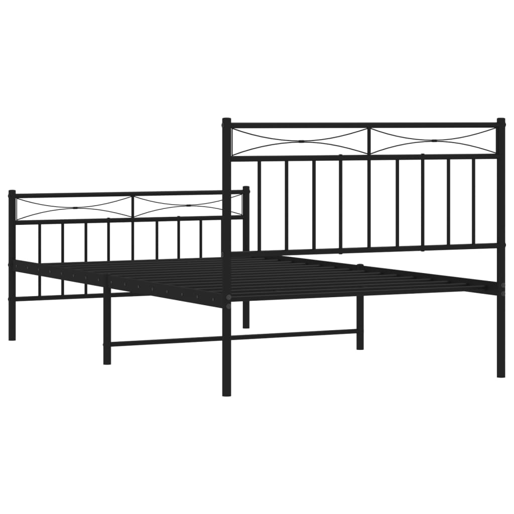 Estrutura de cama com cabeceira e pés 107x203 cm metal preto