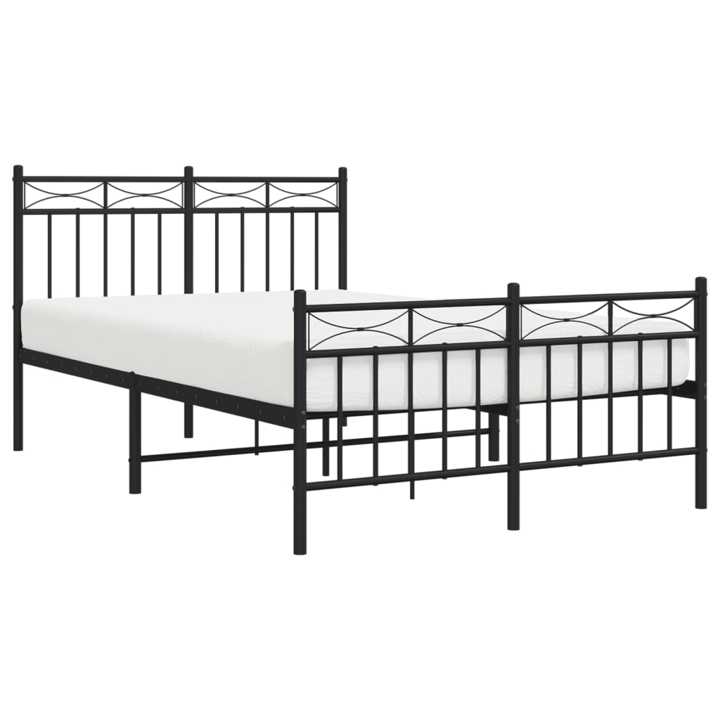 Estrutura de cama com cabeceira e pés 120x190 cm metal preto