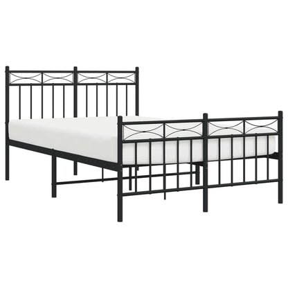 Estrutura de cama com cabeceira e pés 120x190 cm metal preto