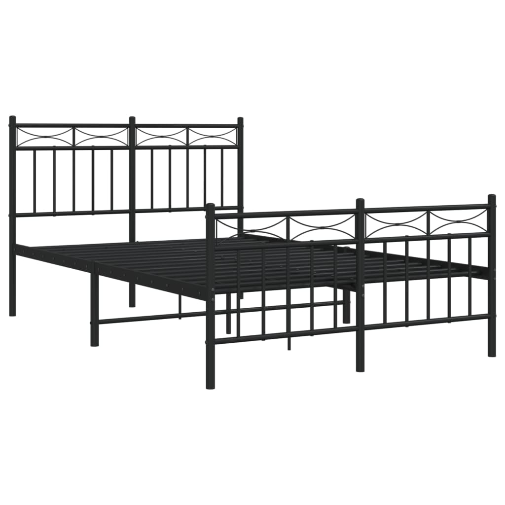 Estrutura de cama com cabeceira e pés 120x190 cm metal preto