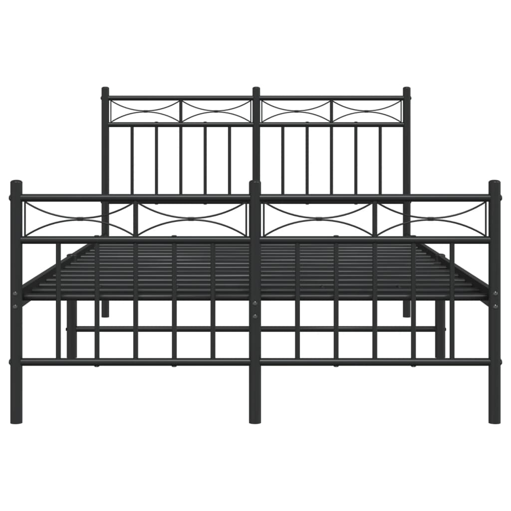 Estrutura de cama com cabeceira e pés 120x190 cm metal preto