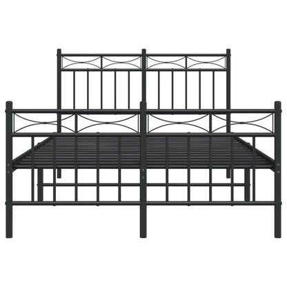 Estrutura de cama com cabeceira e pés 120x190 cm metal preto