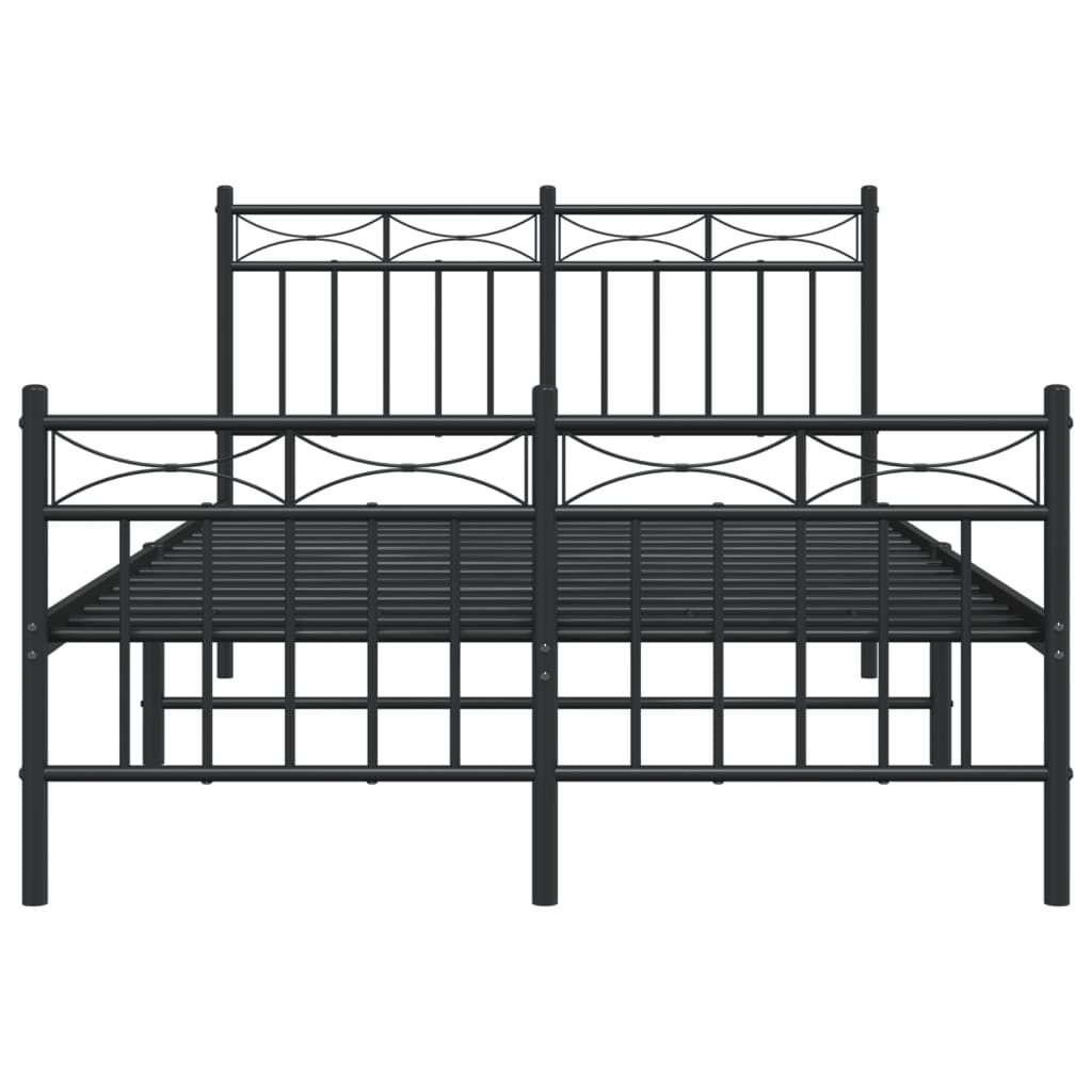 Estrutura de cama com cabeceira e pés 120x200 cm metal preto