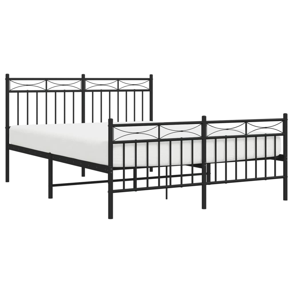 Estrutura de cama com cabeceira e pés 135x190 cm metal preto