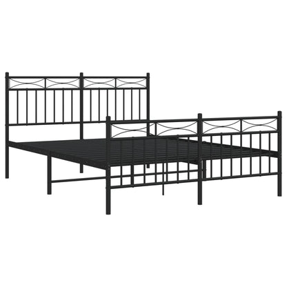 Estrutura de cama com cabeceira e pés 135x190 cm metal preto