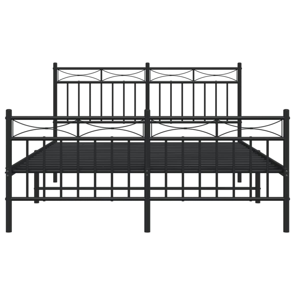 Estrutura de cama com cabeceira e pés 135x190 cm metal preto