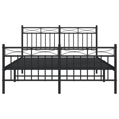 Estrutura de cama com cabeceira e pés 135x190 cm metal preto