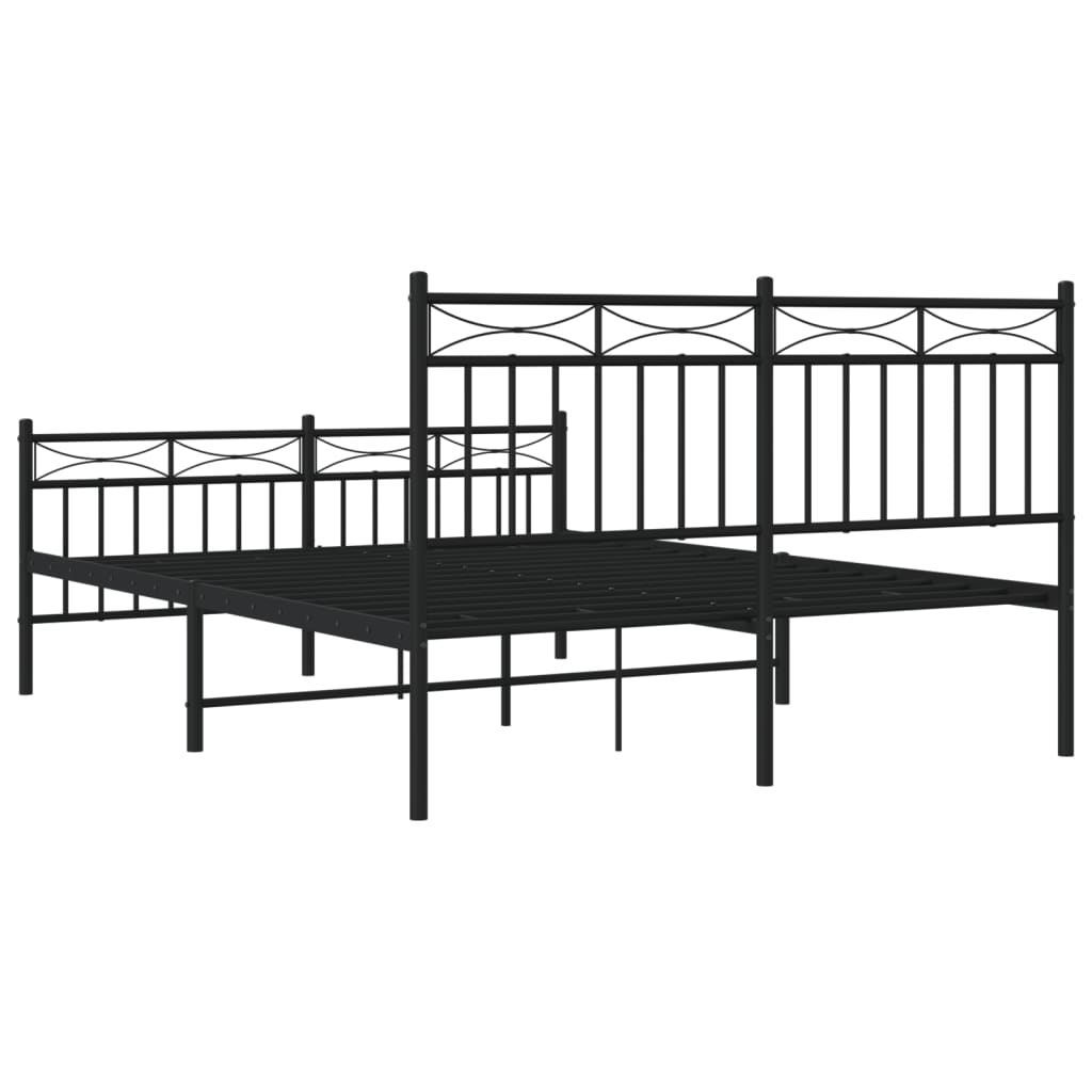 Estrutura de cama com cabeceira e pés 135x190 cm metal preto