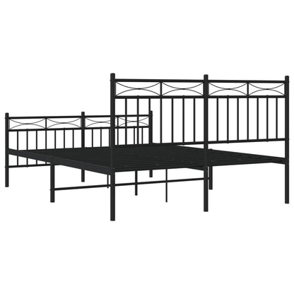 Estrutura de cama com cabeceira e pés 135x190 cm metal preto