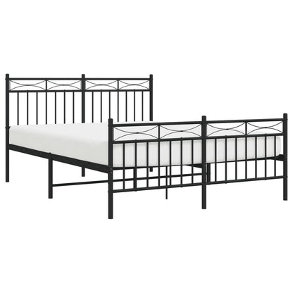 Estrutura de cama com cabeceira e pés 140x190 cm metal preto