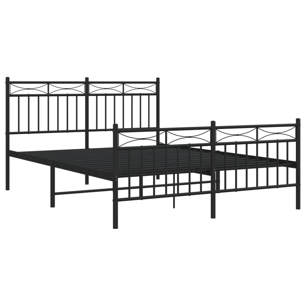 Estrutura de cama com cabeceira e pés 140x190 cm metal preto