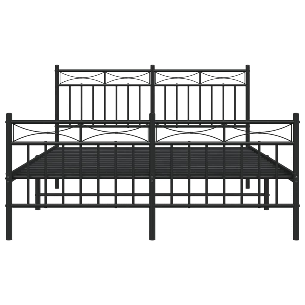 Estrutura de cama com cabeceira e pés 140x190 cm metal preto