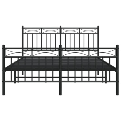 Estrutura de cama com cabeceira e pés 140x190 cm metal preto