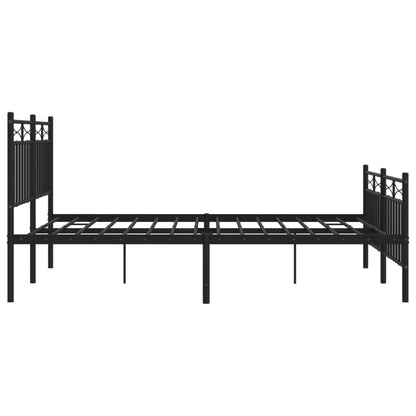 Estrutura de cama com cabeceira e pés 140x190 cm metal preto