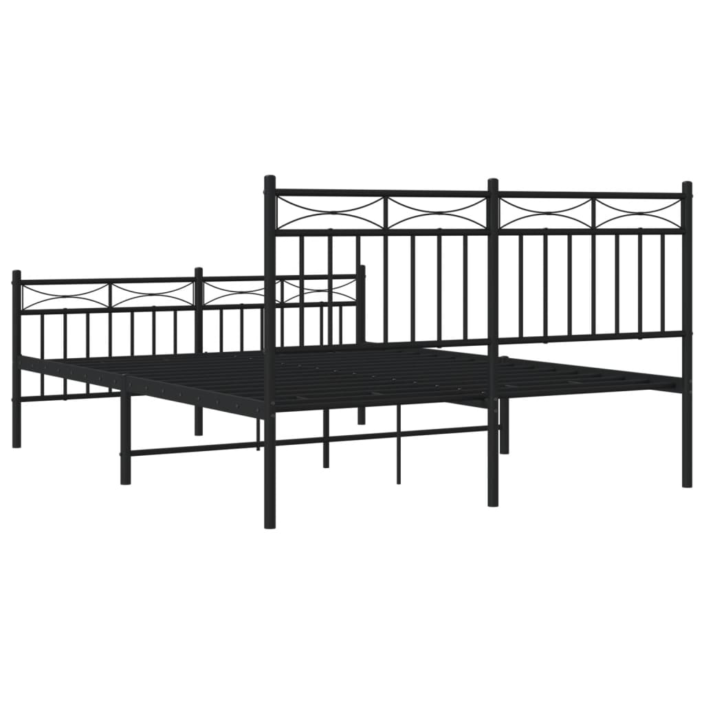 Estrutura de cama com cabeceira e pés 140x190 cm metal preto