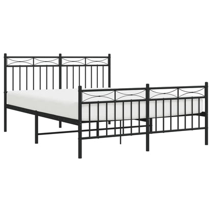 Estrutura de cama com cabeceira e pés 140x200 cm metal preto