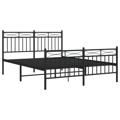 Estrutura de cama com cabeceira e pés 140x200 cm metal preto