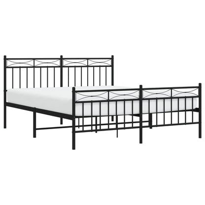 Estrutura de cama com cabeceira e pés 150x200 cm metal preto