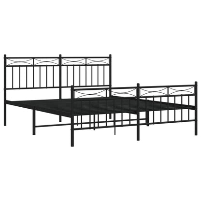 Estrutura de cama com cabeceira e pés 150x200 cm metal preto