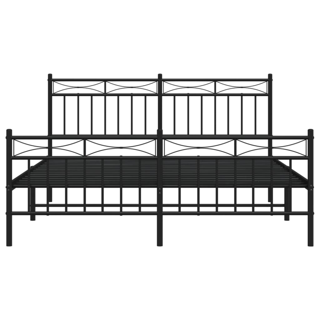 Estrutura de cama com cabeceira e pés 150x200 cm metal preto