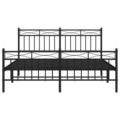 Estrutura de cama com cabeceira e pés 150x200 cm metal preto