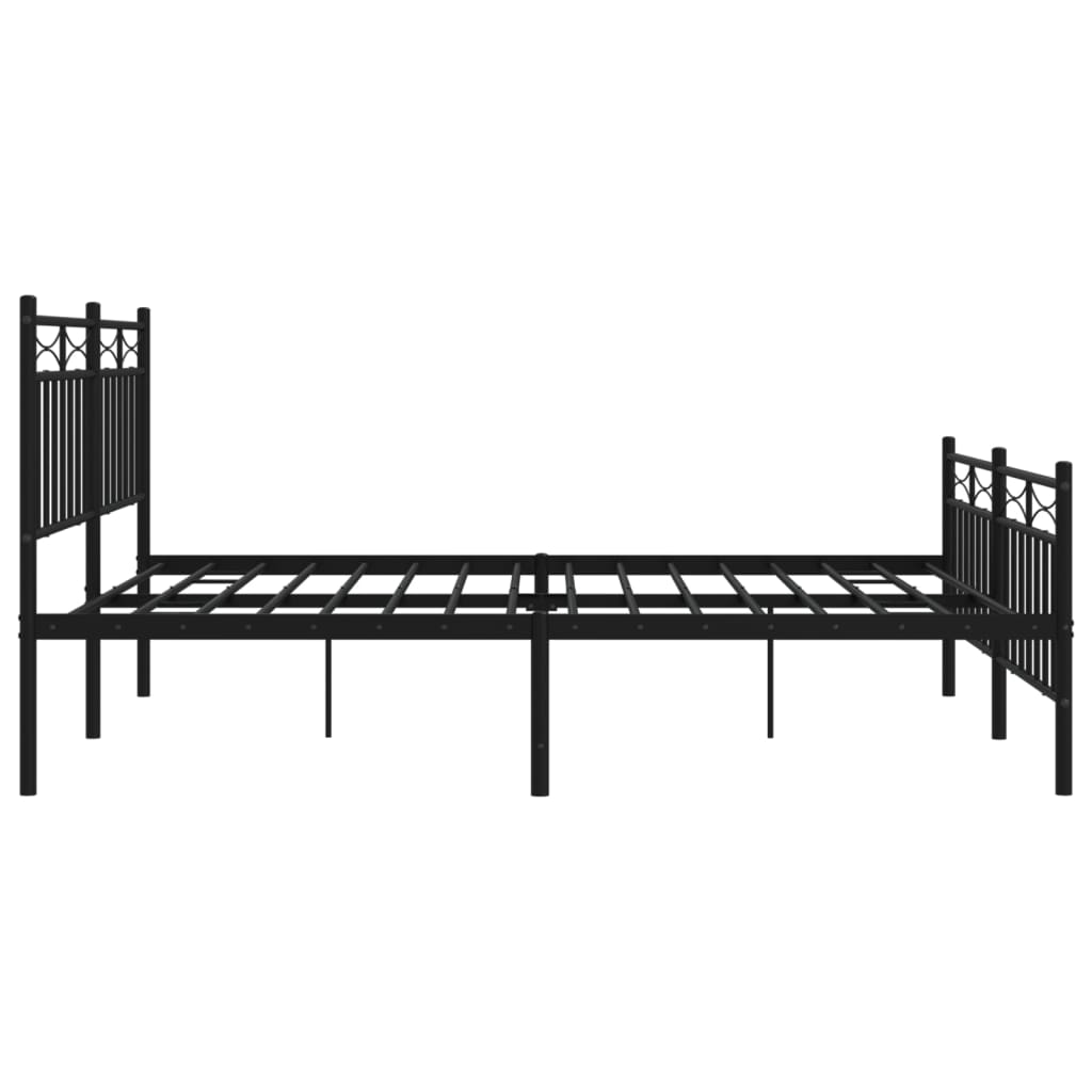 Estrutura de cama com cabeceira e pés 150x200 cm metal preto