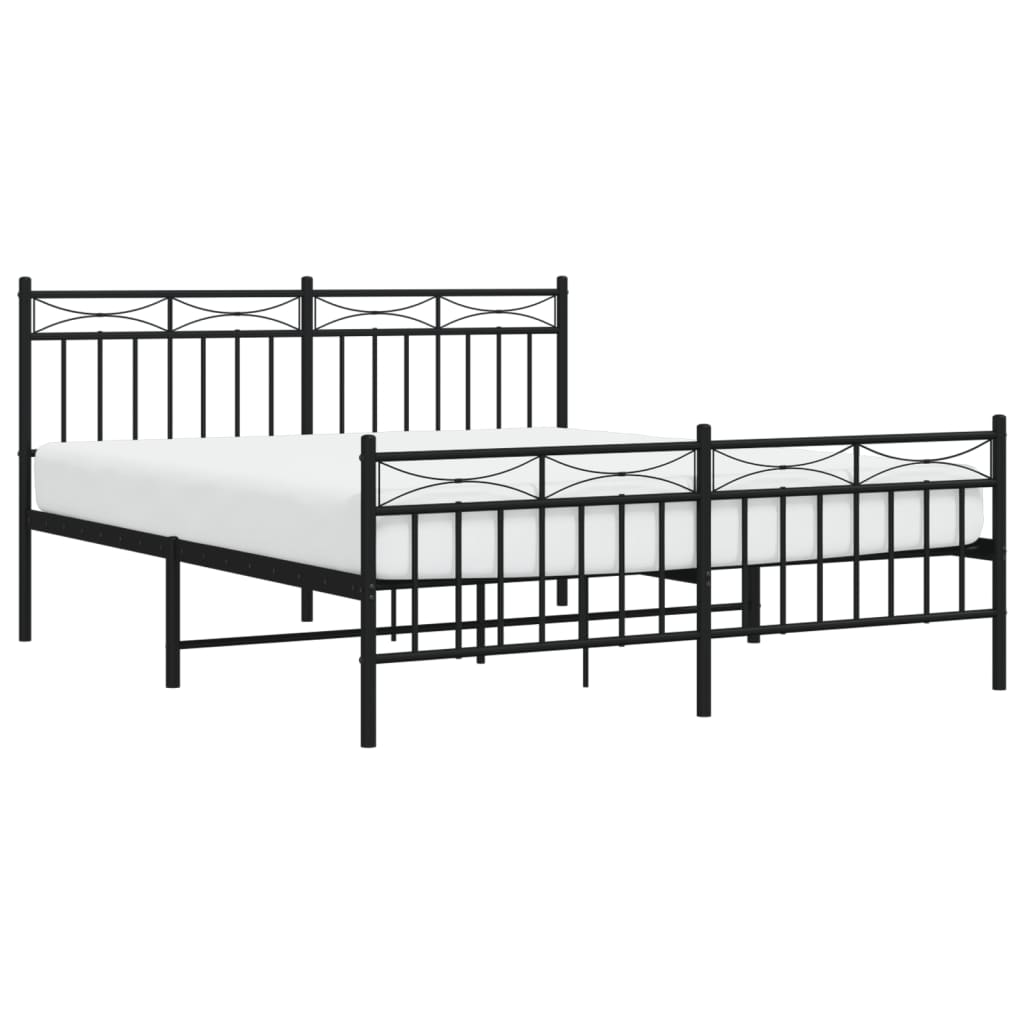 Estrutura de cama com cabeceira e pés 160x200 cm metal preto