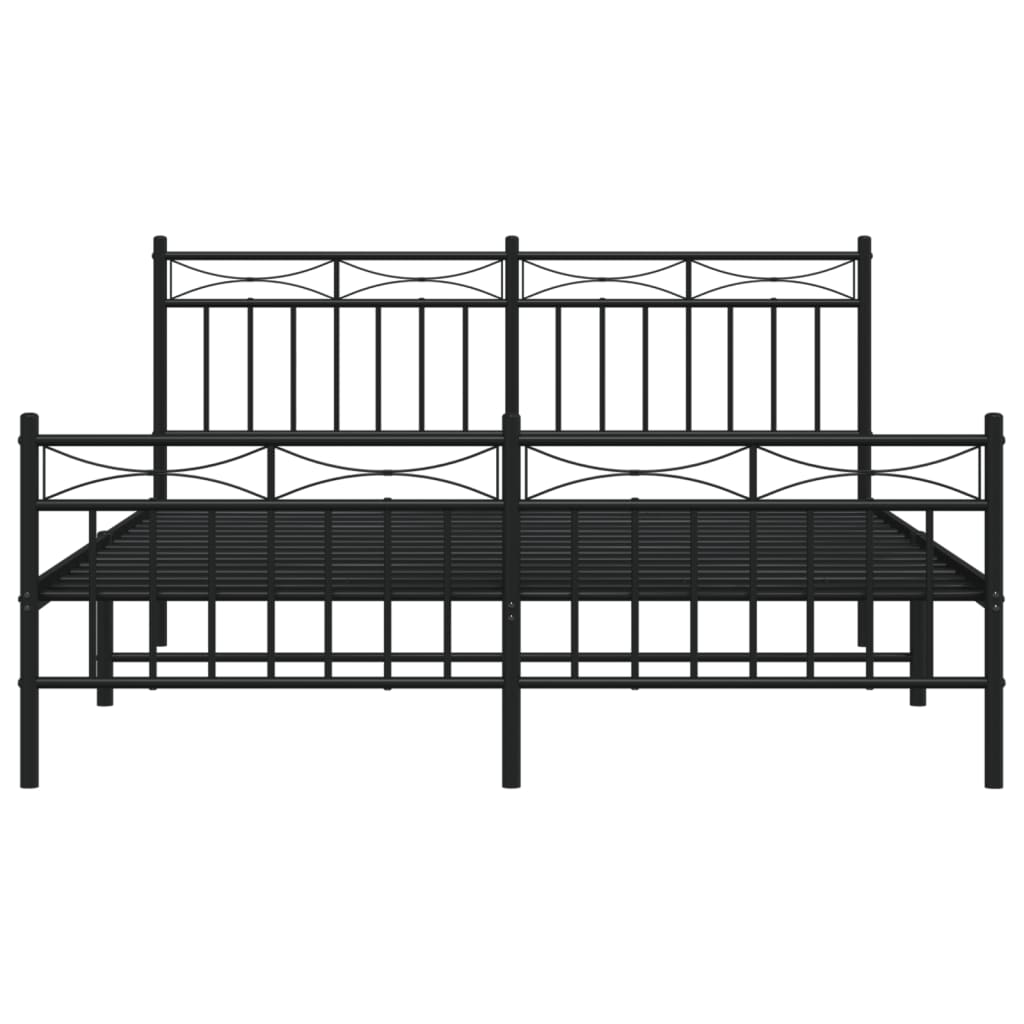 Estrutura de cama com cabeceira e pés 160x200 cm metal preto