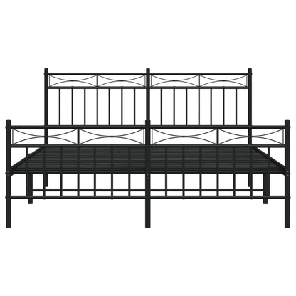 Estrutura de cama com cabeceira e pés 160x200 cm metal preto