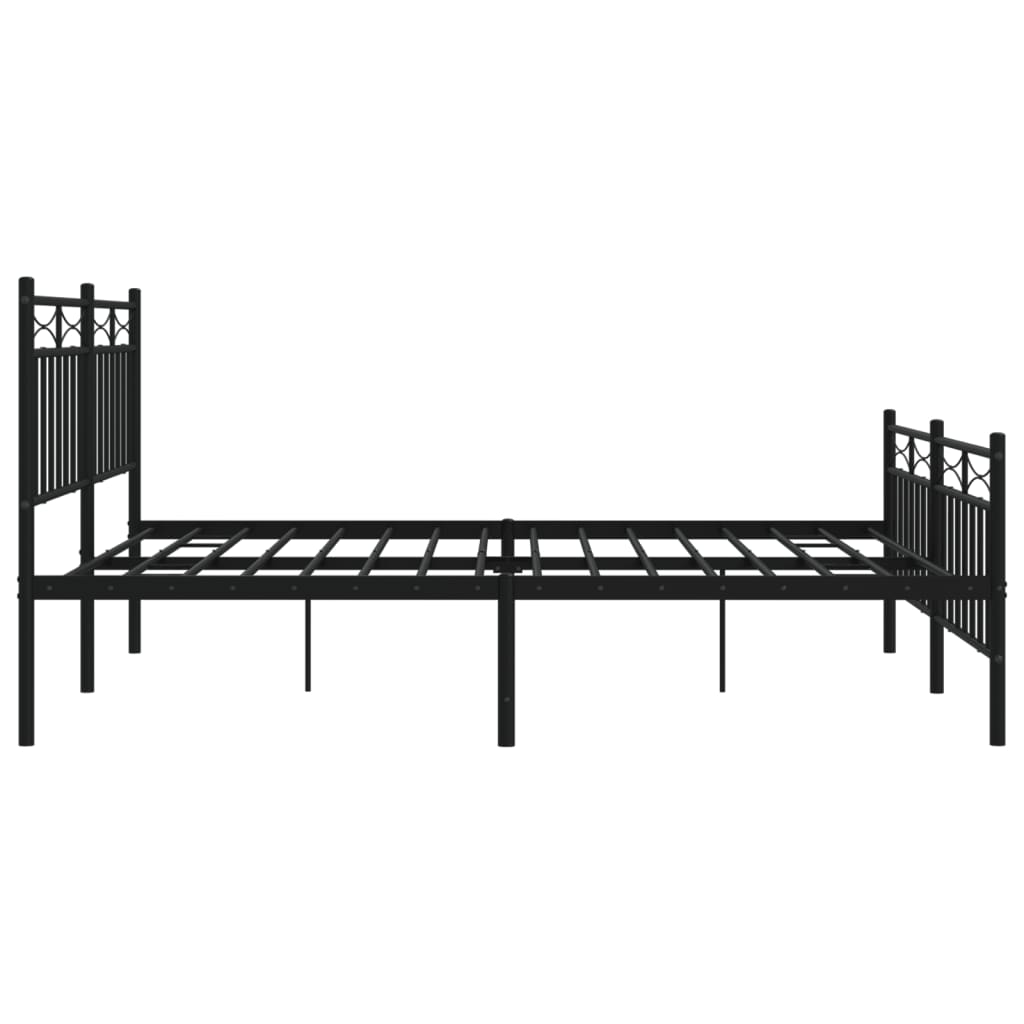 Estrutura de cama com cabeceira e pés 160x200 cm metal preto