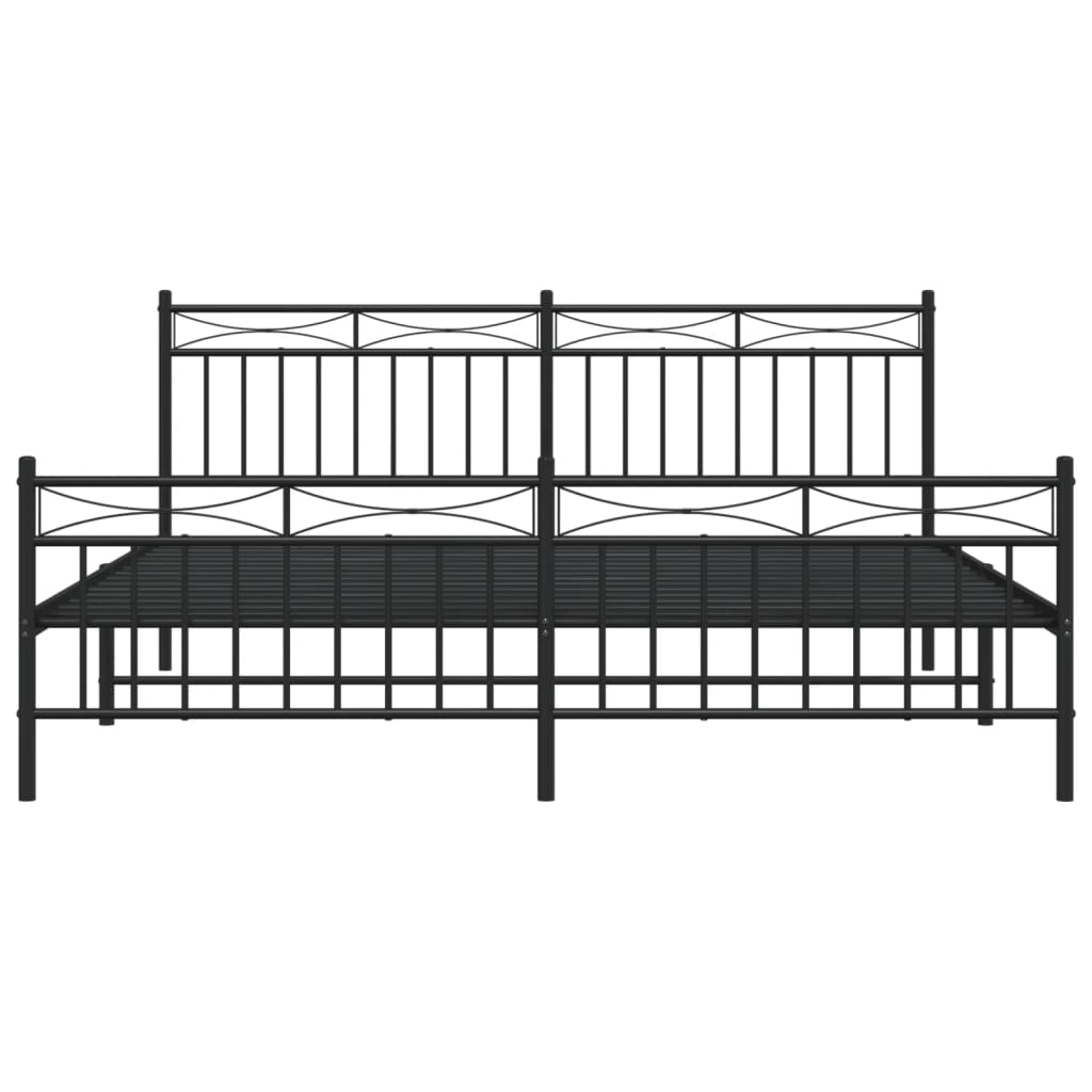 Estrutura de cama com cabeceira e pés 180x200 cm metal preto