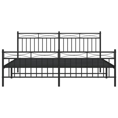 Estrutura de cama com cabeceira e pés 180x200 cm metal preto