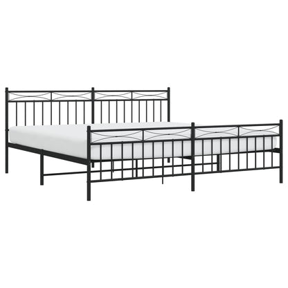 Estrutura de cama com cabeceira e pés 200x200 cm metal preto